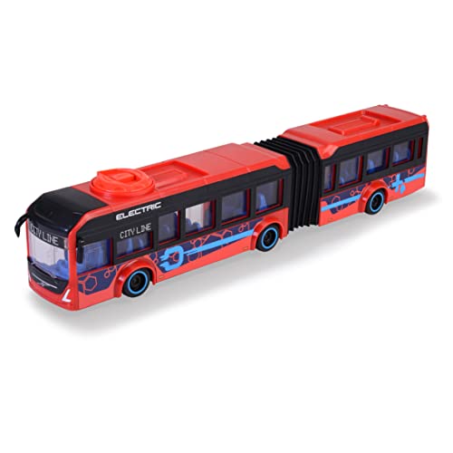 Dickie Toys - Spielzeug-Bus Volvo (rot) – lenkbarer City Bus (40 cm) zum Spielen für Kinder ab 3 Jahren, Spielzeugauto mit Lenkung & Türen zum Öffnen