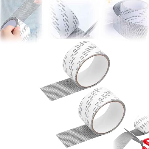 HIDRUO Strong Adhesive Screen Repair Tape,Window Screen Repair Tape, Window Screen Repair Kit, Window Screen Patch for Patching The Tears and Holes in Doors and Windows (2, Black)