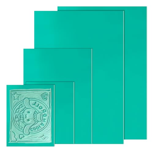 NVGFTG 5 Stück Linolschnitt Platten Weichgummi Linoldruck Platte zum Gravieren Linoleum Platte 2A4+A5+2A6 Linoldruck Set PVC Linolplatten für Linolschnitt Stempel Bastel Druckprojekte