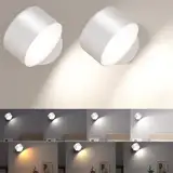 led wandleuchte innen 2 Stück,wandlampe Wandlichter ohne stromanschluss ,4 Helligkeitsstufen 3 Farbmodi Nachttischlampe akku , 360° Drehbare Touch Control Leuchten Für Kinder Wohnzimmer Schlafzimmer