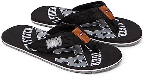 Tommy Hilfiger Herren Flip Flops Essential Th Beach Sandal, Schwarz (Black), 43