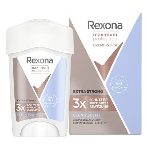 Rexona Maximum Protection Deo Creme Clean Scent Anti Transpirant mit 3x Schutz bei Stress, Hitze & Bewegung 96H extremer Schutz 45 ml