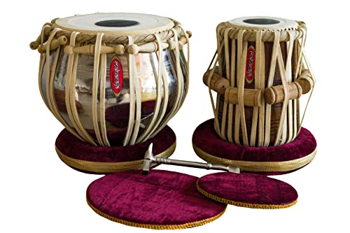 MAHARAJA Student Tabla Drum Set, Steel Bayan, Finest Dayan with Book, Hammer, Cushions & Cover, Anfänger/Schüler Tabla Schlagzeug (PDI-IB)