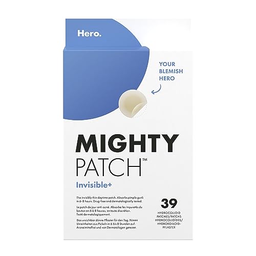 Mighty Patch Invisible+ Pickel-Patches von Hero Cosmetics, klare Hydrokolloid-Pflaster zur Akne-Behandlung, 39 Stück