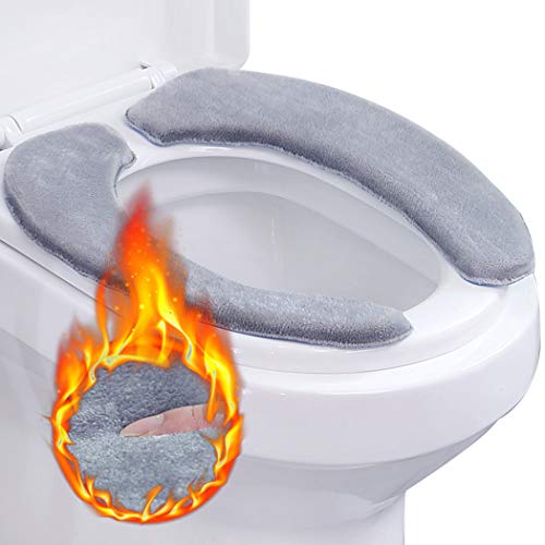 Outgeek WC-Sitzbezug, 2 PCS Toilettensitzbezug -Sitzwärmer Memory Sitzkissen Foam Waschbar Sitz Pad Wc Wärmer Pad