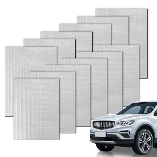 12 Stück Dämmmatte Auto Schallschutzmatte 250 x 180 x 5mm Dämmmatte selbstklebend Auto Dämmung Schützende Aluminiumbutyralunterlage zur Schalldämmung und Wärmeisolierung Wasserdicht Feuerfest
