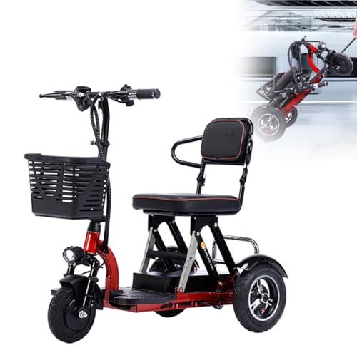 DGHKB Elektrischer Rollstuhl,Rollator Elektrisch,Elektro Dreirad Für Senioren,Elektromobile,Mobilitätsroller Mit 3 Rädern,Faltbar/Leichter Und Bequemer,Kommt Mit Korb Und Ladegerät A