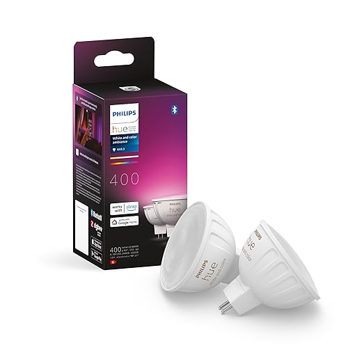 Philips Hue White Ambiance & Color MR16 LED Lampe, dimmbar, 16 Mio. Farben, steuerbar via App, kompatibel mit Amazon Alexa (Echo, Echo Dot), Doppelpack