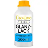 Creative Deco Acryl Glanzlack Firnis | 500 ml Flasche Klarlack | Oberflächenfinish auf Wasserbasis | Permanenter farbloser Lack | Verwendung im Innen- und Außenbereich | Bastelprojekte und Gemälde