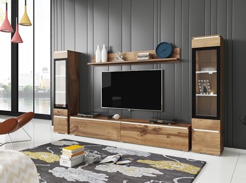 Muebles Slavic Wohnzimmermöbelset Vera II TV Möbelset Vera II 4-teilig, Moderne Wohnzimmermöbel, Wandschrank, Möbel Wohnzimmer