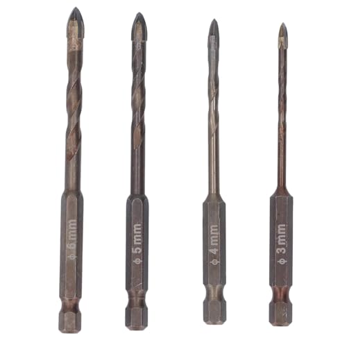 4pcs Set Mauerwerk Bohrer Bit 3mm 4 mm 5 mm 6 mm Beton Bohrbohrbit Set für Fliesenschieferglas Kunststoffperforation
