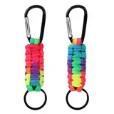 Schlüsselanhänger mit Karabiner, 2 Stück Multifunktion Anhänger Bunt Schlüsselband Schlüsselanhänger Geflochtene Lanyard Ring Haken Clip Karabinerhaken für Angeln Wandern Camping