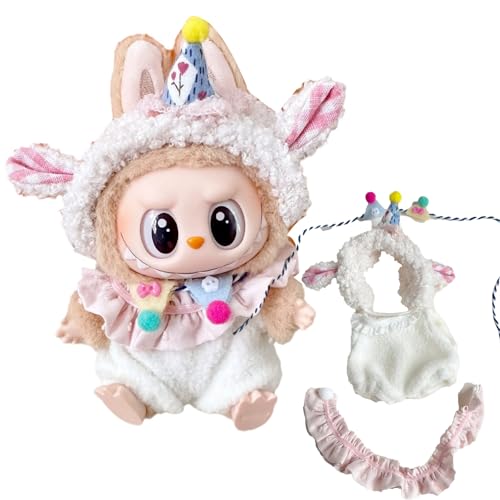 May Huang Bekleidung für 17cm Labubu Plüsch, Kuscheltier Kleidung Outfit nur Bekleidungs zubehör für 17cm Labubu Plush Pullover Hoodie Bekleidung DIY Kinder Geschenke (A)