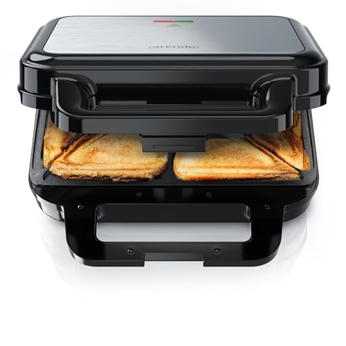 Arendo - Sandwichmaker mit abnehmbaren Platten - Antihaftbeschichtung - BPA und PFOA frei - Temperaturkontrolle – Sandwich Maker - Sandwichtoaster für große Toasts