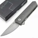 BÖKER PLUS® Kwaiken Stubby Titan - Gentleman Taschen-Messer mit Clip - Titan-Griff Tactical Folder Knife - EDC Flipper Messer klein in Geschenkbox