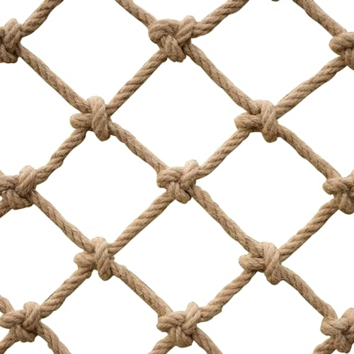 SSWZHANG Hanfnetz Sicherheitsnetz Hanfseil Fall Safety Net Kletternetz Outdoor Balkontreppennetz, Outdoor Klettern Hängematte Balkon dekoratives Netz(Size:1 * 2m(3 * 7ft))