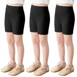 FUIPVGI 3 Stück Mädchen Shorts,Sport Gym Dance Shorts,Mädchen Radfahren Shorts Sommer Leggings Sport，Baumwolle Sport Kinder Shorts (DE/NL/SE/PL, Alter, 8 Jahre, 12 Jahre, Regular, Schwarz)