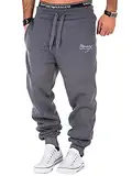 REPUBLIX Herren Sporthose Jogger Jogginghose Sweatpants Trainingshose R-0052 Dunkelgrau L