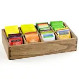 KIRIGEN Holz Teebox Organizer mit 8 Fächern - Teebeutel Aufbewahrungsbox für Küche, Büro & Zuhause - Vielseitige Teebeutelhalter aus Massivholz für Teebeutel, Kaffee & Gewürze gelb-braun