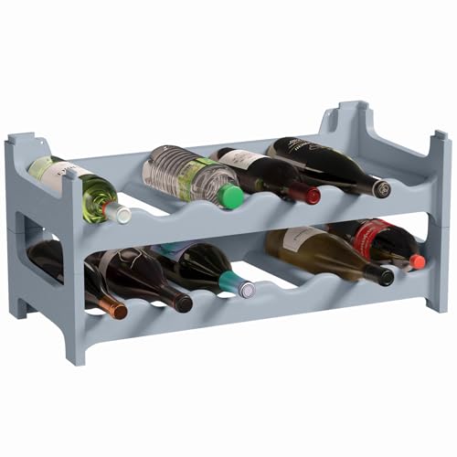 ARTECSIS Weinregal stapelbar Kunststoff für 12 Flaschen, stabiles Flaschenregal in Gastronomie-Qualität, modular erweiterbar, Betongrau