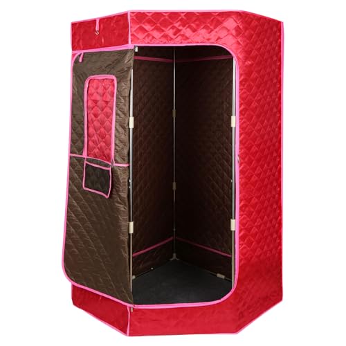 Sauna, tragbare Dampfsauna, 3 l, faltbare Sauna, tragbar, Zuhause, 1000 W, großer Raum, tragbare Sauna zum Abnehmen (ohne Stuhl), Detox 90 x 90 x 180 cm, 3 l, Rot