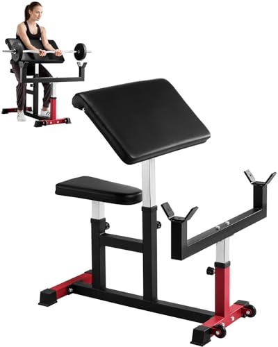 VEVOR Preacher Curlbank Bizepsmaschine für Krafttraining, (Max. Belastung 200 kg) Heim-Fitnessgerät, Bizepsstation für Langhantel und Kurzhanteln im Sitzen, verstellbare Hantelbänke