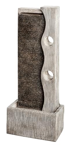 Dehner Gartenbrunnen Eclipse mit LED Beleuchtung, ca. 100 x 40 x 19.8 cm, Polyresin, grau