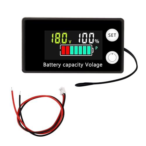 diymore Batteriewächter 12V 24V 36V 48V 60V 72V 84V, Batterieanzeige DC 8-100V Batteriekapazitätsmonitor mit Summeralarm und Temperatur für Autos Boote Wohnmobil