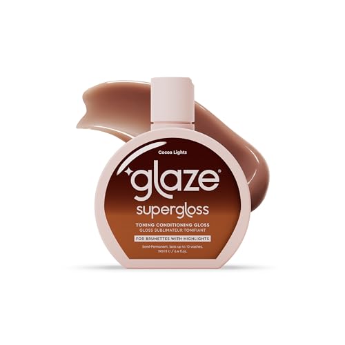 Glaze Super Gloss Farbpflege Glanz Glossing Haare - Cocoa Lights für Mittel- bis Dunkelbraunes Haar mit Strähnchen - Ausspülbare Farbpflege Haartönung - Intensive Farbe, Glanz & Feuchtigkeitszufuhr