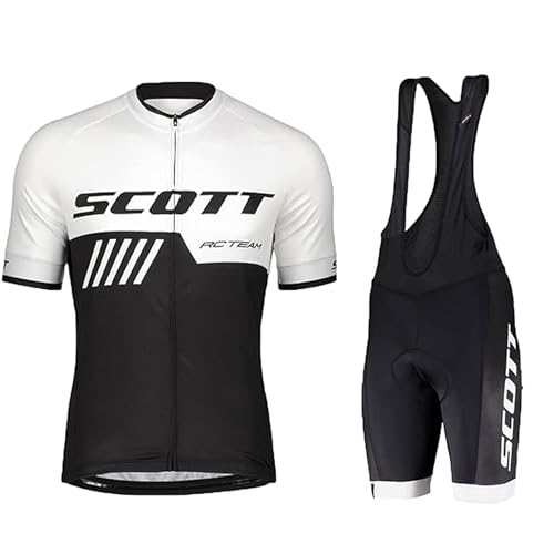 Herren Fahrradbekleidung Kurzarm set, Atmungsaktive Herrentrikot, Schnelltrocknend Radtrikots, Radhose mit Polsterung für Mountainbikes (Schwarz, L)