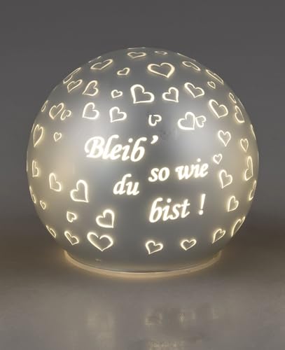 formano LED Dekokugel aus Glas Ø 12 cm mit Spruch (Bleib so wie du bist), Timer, Wohnzimmerlampe, dekoratives Licht für Wohnzimmer, Schlafzimmer, Esszimmer, Küche, Nachttisch