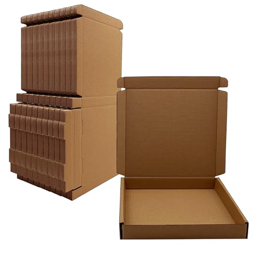 7x7x1 kleine Versandkartons 50 Stück, braune Kraft-Wellpappkartons Bulk für Verpackung, Business-Versandgeschenk, Mini-Versandkartons für Vorräte