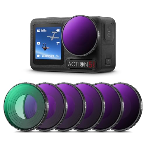 K&F Concept ND Filtersets, 6er Pack CPL, ND8, ND16, ND32, ND64, ND256 Filter kompatibel mit DJI Osmo Action 5 PRO/Action 4, Polarisierende Neutral Density HD Glass