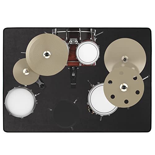 IBVIVIC Schlagzeugteppich 160x120cm Drum Teppich, Professionelles rechteckiges elektronisches Jazz Schlagzeug Kit für Bass Drum Snare Drum und andere Instrumente Teppich, Schwarz