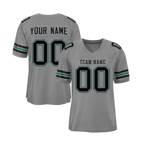 Personalisiert American Football Trikot für für Kinder Männer und Frauen Individuelle Fußballtrikots mit Printed Team Namen Nummer & Logo Custom Football Jersey Benutzerdefiniertes T-Shirt Größe S~7XL