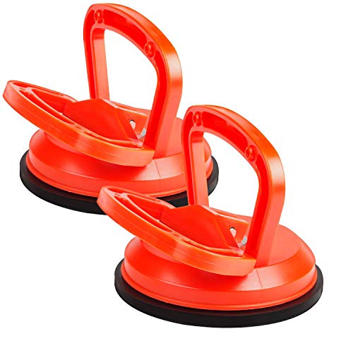 EXLECO Saugheber 2X Saugnapf 118mm Tragkraft 40kg Glassauger Saugheber Glasheber Saugnapfhalter Saugnapf Vakuumheber Orange
