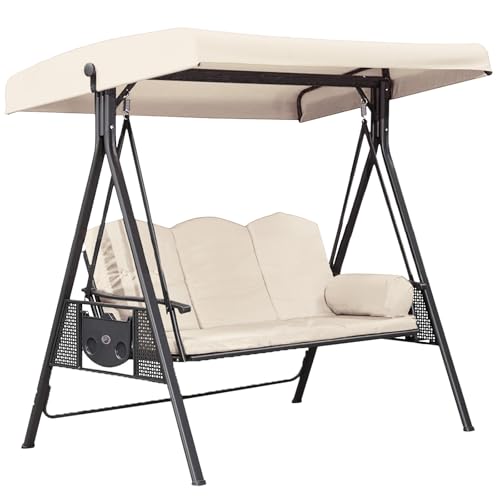 Dach für Hollywoodschaukel Gartenschaukel 3 Sitzer, 191x120cm Hollywoodschaukel Dachbezug Bezug Schutzhülle Wasserdicht und UV-Schutz Ersatzdach (Beige)
