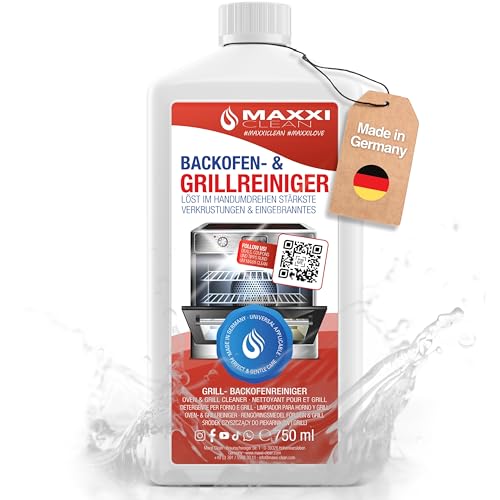 Maxxi Clean | Backofen- Grillreiniger extra stark | 750 ml Gel Paste | selbstarbeitender Reiniger und Fettlöser | für, Herdplatte & Grill | löst Verkrustungen ohne Aufheizen & Gerüche