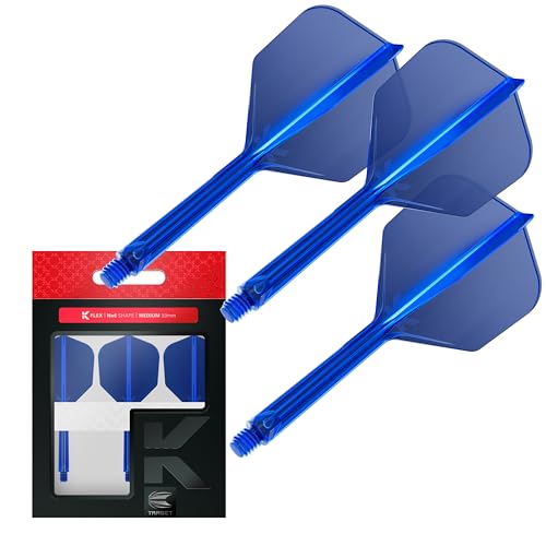 Target Darts K Flex Integrated Dart Flight and Shaft, No.6 Blau (Medium) | 3er Pack K-Flex - No 6, präzisionsgeformte 2-in-1 Dartflights und Dartstiel | Professionelles Dartzubehör