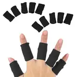 Dehnbare Finger-Schutzhülsen für Arthritis, Basketball, Fußball, Badminton, Baseball, Outdoor-Sport, 10 Stück (schwarz)