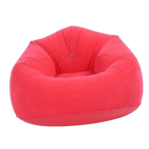 Bohnensack Stuhl, Bohnensackstühle für Erwachsene Aufblasbare Faule Sofa Blasenstühle Aufblasbare Stuhl für Film Im Freien Zimmer Schlafzimmer Lesen Camping (Dunkelblau) (Rot)