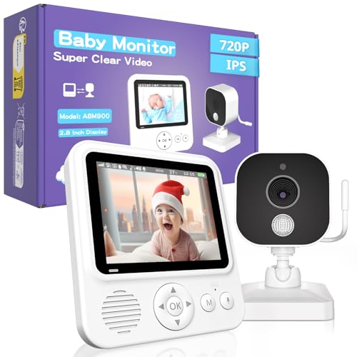 OBVHNUA Babyphone mit Kamera 2,8 Zoll Video Babyphone 720p IPS Babyfon mit 2000mAh USB-C x2 x4 Digitaler Zoom 2-Wege Gegensprechanlage Nachtsicht VOX Modus Temperaturüberwachung Schlaflied Wecker