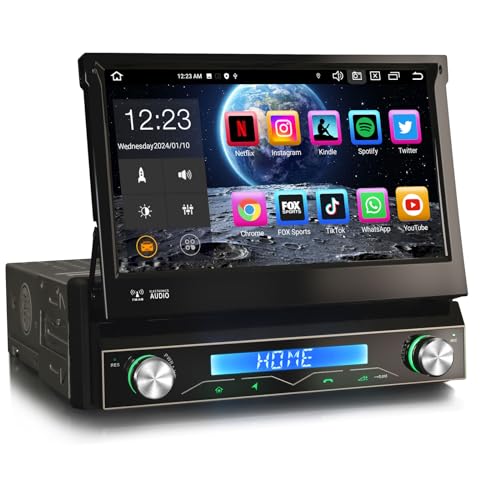 Erisin 8-Kern Android 13 1Din Universal GPS Navi Autoradio 7 Zoll HD IPS Touchscreen Integriertes Kabelloses CarPlay Android Auto Bluetooth 5.0 DSP OBD2 TPMS DVB-T2 DAB+WiFi USB A2DP 2GB RAM+32GB ROM