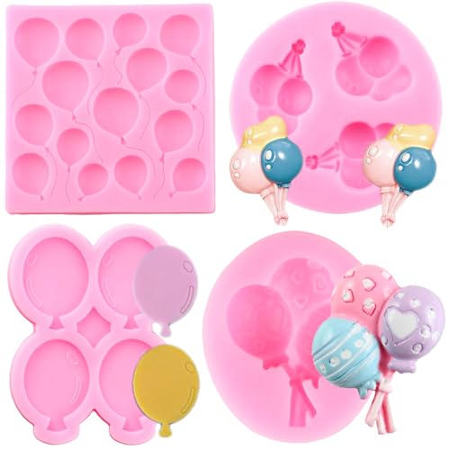 RFGHAC Ballon-Silikonformen, Luftballon-Fondantformen Für Babyparty, Kuchendekoration, Cupcake-Topper, Süßigkeiten, Polymer-Ton, Schokolade, Blütenpaste, 4er-Set