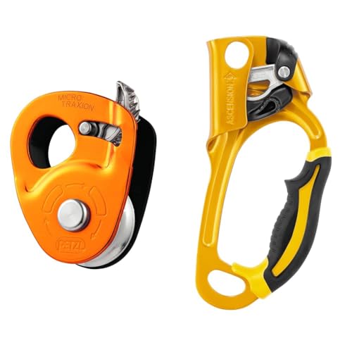 PETZL - Rolle MICRO TRAXION - Unisex, Orange, Einheitsgröße & - Seilklemme Rechts ASCENSION - Unisex, Gelb, Einheitsgröße