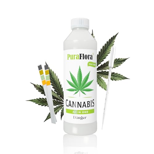 PuraFlora Cannabis Dünger für Wachstumsphase und Blütephase BIOlogischer organischer Grow & Bloom Hanfdünger I Starter Set Indoor & Outdoor I All in One (500 ml)