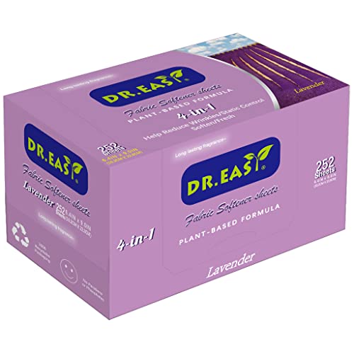 DR.EASY Trocknertücher Lavendel Pflanzliche Formel 252 Ct Weichspüler Blätter für Wäsche Lavendel Ätherisches Öl duftend Keine künstlichen Düfte