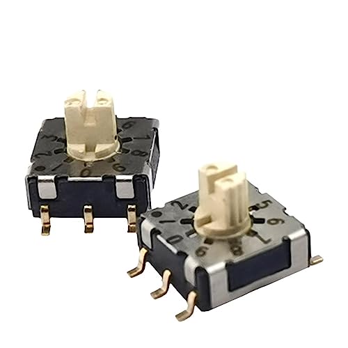 2 Stück 7 x 7 halber Griff Patch Typ Drehschalter 10 Gang Drehschalter Codierungsschalter Drehschalter Einstellschalter mit geformtem Gehäuse