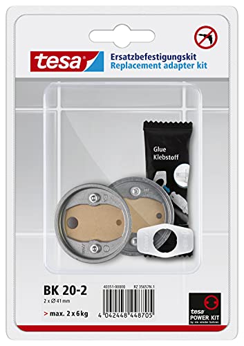 tesa Power.Kit-Adapter BK20-2, selbstklebendes Ersatzteil-Set, Zamak-Ring, Durchmesser 41mm, Höhe 8mm