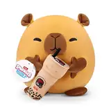 Snackles 77606D, Capybara (Kung Fu, Bubble Tea), Shiba Inu, Series 2, großes Plüschspielzeug, Large (40 cm)